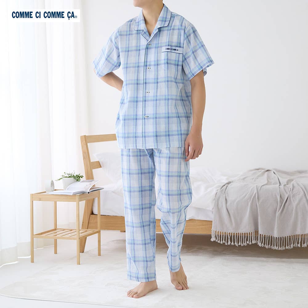 綿100% 布帛 パジャマ 半袖長パンツ【SALE】